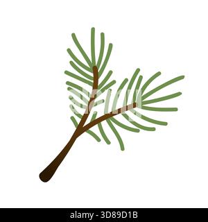 Piante invernali dipinte a mano. Illustrazioni di sempreverdi. Ramo in abete rosso per la progettazione, la stampa, lo sfondo o il biglietto d'auguri. Illustrazione Vettoriale