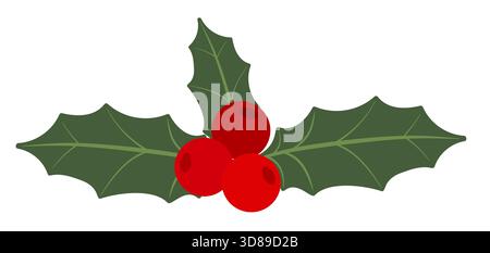 Piante invernali dipinte a mano holly. Illustrazione floreale delle festività per design, stampa, sfondo, biglietto d'auguri. Illustrazione Vettoriale