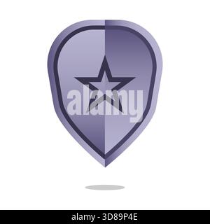Icona scudo viola. Simbolo a forma di stella. Art. Badge di sicurezza. Emblema della polizia vettoriale. EPS 10. Illustrazione Vettoriale