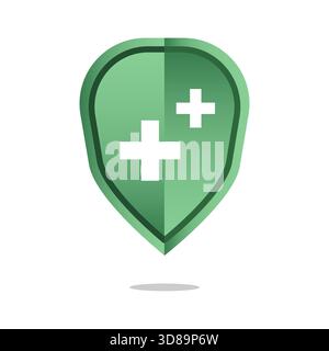 Icona scudo medico. Simbolo di protezione della salute. Guardia ospedaliera Vector. Croce di sicurezza. EPS 10. Illustrazione Vettoriale