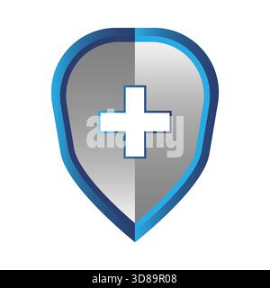 Icona croce medica. Simbolo di guardia sanitaria. Vettore di scudo clinico. Segnale di sicurezza dell'ospedale. EPS 10. Illustrazione Vettoriale