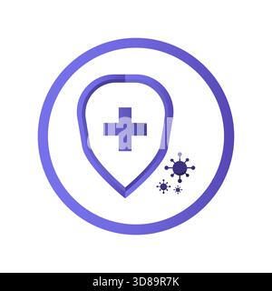 Icona scudo blu. Simbolo della croce medica. Vettore di protezione antivirus. Difesa della salute. EPS 10. Illustrazione Vettoriale