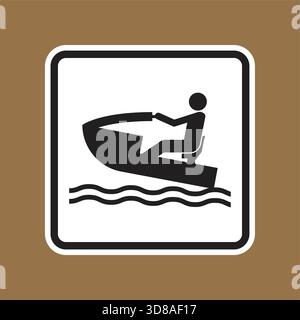 Un'icona semplice ed elegante che raffigura una persona che canta una barca sull'acqua, perfetta per illustrare le attività all'aperto e le attività ricreative. Illustrazione Vettoriale