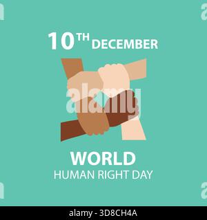 Illustrazione dei cartoni animati del concetto della giornata mondiale dei diritti umani Illustrazione Vettoriale