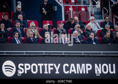 Madrid, Spagna. 29 novembre 2025. il presidente del FC Barcelona Joan Laporta ha visto durante la Liga EA Sports match tra FC Barcelona e Deportivo Alaves al Spotify Camp Nou. Punteggio finale: FC Barcelonan 3 -1 Deportivo Alaves. Credito: SOPA Images Limited/Alamy Live News Foto Stock