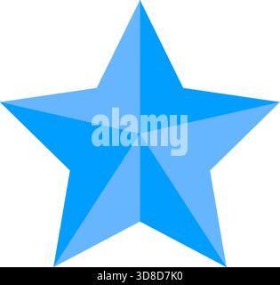 Un'icona a stella minimalista a cinque punte in tonalità blu chiaro con una forma geometrica semplice e pulita, ideale per una decorazione grafica moderna Illustrazione Vettoriale