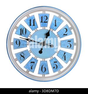 Orologio a muro con fessure sul quadrante. Isolato su sfondo bianco. Foto Stock