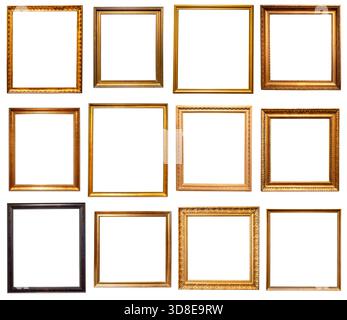 set di varie cornici quadrate a forma di pittogramma su sfondo bianco Foto Stock