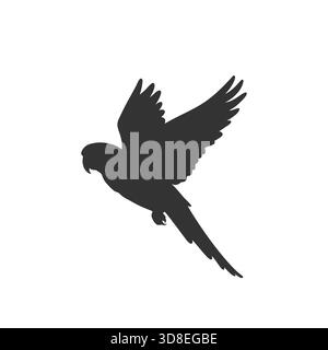 Profilo pappagallo volante su sfondo bianco. Illustrazione vettoriale Illustrazione Vettoriale