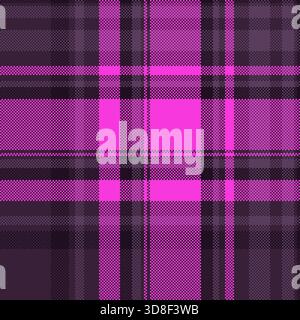 Motivo a quadri pixelato in rosa e grigio scuro. Retrò, vivace e moderno. Ideale per sfondi, texture, web design o qualsiasi progetto creativo Illustrazione Vettoriale