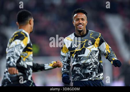 Girona, ESP. 30 novembre 2025. GIRONA FC-REAL MADRID 30 novembre 2025 durante la partita tra il Girona FC e il Deportivo Alavés, corrispondente al quattordici match della Liga EA Sports allo Stadio Municipale di Montilivi a Girona, Spagna. Crediti: Rosdemora/Alamy Live News Foto Stock