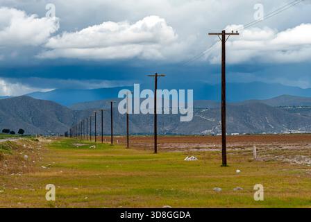 Prospettiva dei posti stradali e di comunicazione. Tepeyehualco, Puebla, Messico Foto Stock
