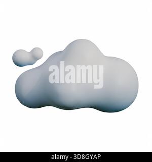 Rendering 3D di alta qualità di una nuvola bianca e blu che galleggia in un ambiente chiaro e con luce soffusa. Foto Stock