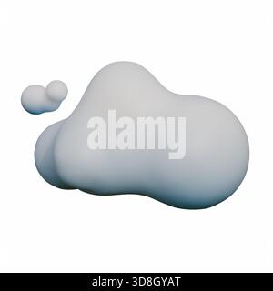 Rendering 3D di alta qualità di una nuvola bianca e blu che galleggia in un ambiente chiaro e con luce soffusa. Foto Stock