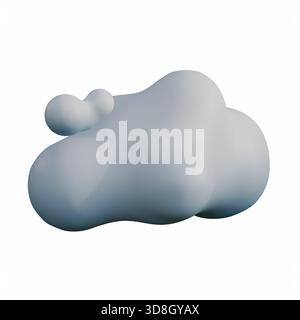 Rendering 3D di alta qualità di una nuvola bianca e blu che galleggia in un ambiente chiaro e con luce soffusa. Foto Stock