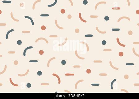Le morbide forme disegnate a mano in tonalità pastello formano un vivace motivo senza cuciture su sfondo chiaro. Illustrazione Vettoriale