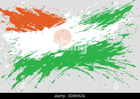 La bandiera grunge artistica del Niger si schizza con uno stile astratto per un design patriottico o creativo. Illustrazione Vettoriale