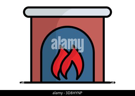 Icona del caminetto. stile icona a tinta unita. icona relativa al natale. illustrazione vettoriale elementi festivi Illustrazione Vettoriale
