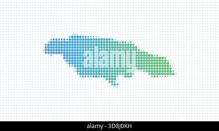 Mappa punteggiata della Giamaica in stile moderno mezzitoni, illustrazione vettoriale su sfondo bianco Illustrazione Vettoriale