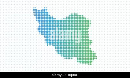 Mappa punteggiata iraniana in moderno stile mezzitoni, illustrazione vettoriale su sfondo bianco Illustrazione Vettoriale