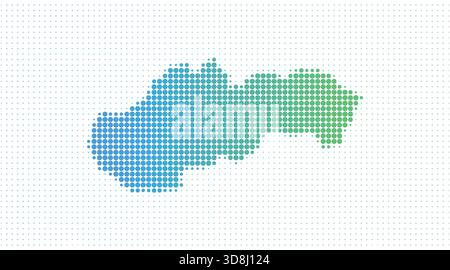 Mappa tratteggiata della Slovacchia in stile moderno mezzitoni, illustrazione vettoriale su sfondo bianco Illustrazione Vettoriale
