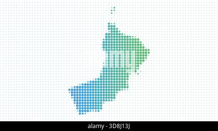 Mappa punteggiata Oman in stile moderno mezzitoni, illustrazione vettoriale su sfondo bianco Illustrazione Vettoriale