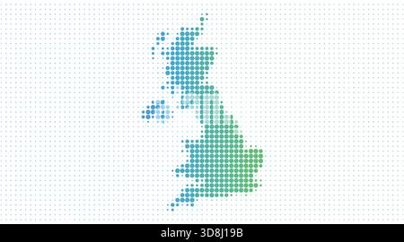 Mappa tratteggiata del Regno Unito in moderno stile mezzitoni, illustrazione vettoriale su sfondo bianco Illustrazione Vettoriale