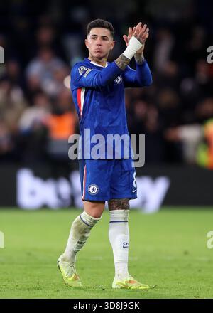 Londra, Regno Unito. 30 novembre 2025. Enzo Fernández del Chelsea durante la partita Chelsea vs Arsenal Premier League allo Stamford Bridge di Londra. Il credito per immagini dovrebbe essere: David Klein/Sportimage Credit: Sportimage Ltd/Alamy Live News Foto Stock