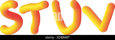 Lettere 3D arrotondate STUV con gradiente arancione rosso/giallo brillante Illustrazione Vettoriale