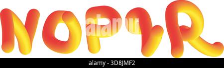 Lettere tubolari Vibrant NOPQR che visualizzano un effetto gradiente Fiery Illustrazione Vettoriale