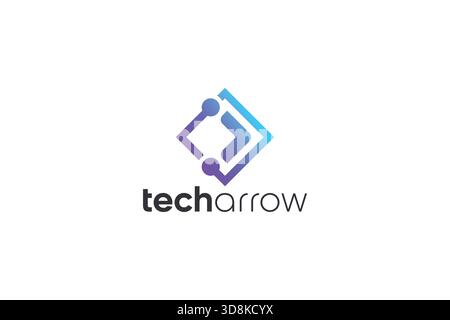 Logo con freccia tecnica minimale su sfondo bianco Illustrazione Vettoriale