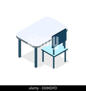 Banco scolastico isometrico Illustrazione Vettoriale