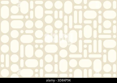 Motivo astratto geometrico monocromatico con cerchi e ovali, illustrazione vettoriale senza cuciture in colori neutri, design astratto delle forme, perfetto per tex Illustrazione Vettoriale