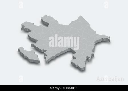 Mappa isometrica 3d dell'Azerbaigian con regioni di confine mappa isometrica 3d con regioni di confine Illustrazione Vettoriale