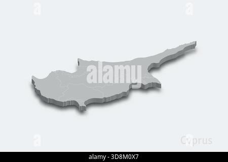 Mappa isometrica 3d di Cipro con regioni di confine mappa isometrica 3d con regioni di confine Illustrazione Vettoriale