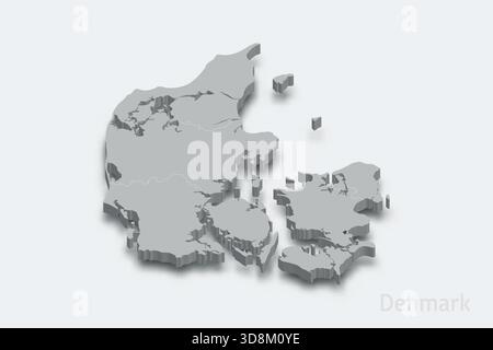 Danimarca mappa isometrica 3d con regioni di confine mappa isometrica 3d con regioni di confine Illustrazione Vettoriale