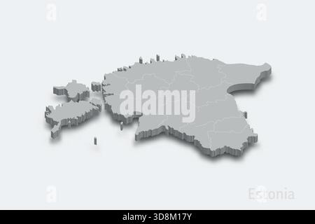 Estonia mappa isometrica 3d con regioni di confine mappa isometrica 3d con regioni di confine Illustrazione Vettoriale