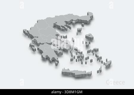 Grecia mappa isometrica 3d con regioni di confine mappa isometrica 3d con regioni di confine Illustrazione Vettoriale