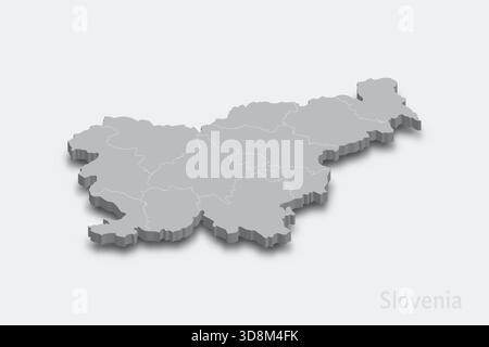 Slovenia mappa isometrica 3d con regioni di confine mappa isometrica 3d con regioni di confine Illustrazione Vettoriale