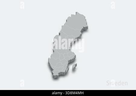 Svezia mappa isometrica 3d con regioni di confine mappa isometrica 3d con regioni di confine Illustrazione Vettoriale