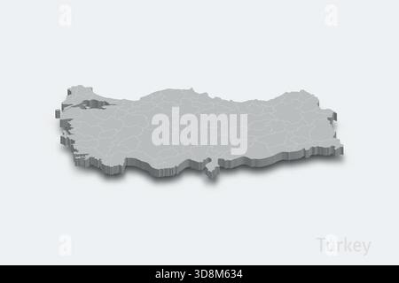 Turchia mappa isometrica 3d con regioni di confine mappa isometrica 3d con regioni di confine Illustrazione Vettoriale