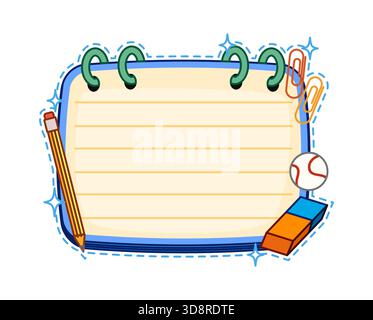 Cornice per appunti per bambini per notebook didattici scolastici Illustrazione Vettoriale