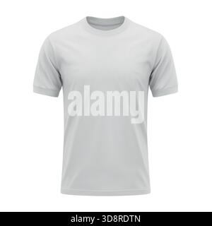 Modello base di t-shirt con collo rotondo retrò bianca, vista frontale su sfondo bianco studio Illustrazione Vettoriale