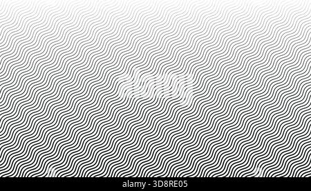 Sfondo astratto con linee ondulate senza cuciture che formano un pattern gradiente mezzitoni , creando un effetto illusorio ottico. Illustrazione Vettoriale