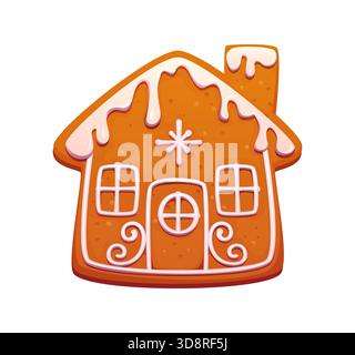 Biscotti della casa di pan di zenzero natalizio a cartoni animati Illustrazione Vettoriale