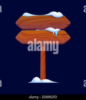 Cartellone in legno natalizio invernale con neve Illustrazione Vettoriale