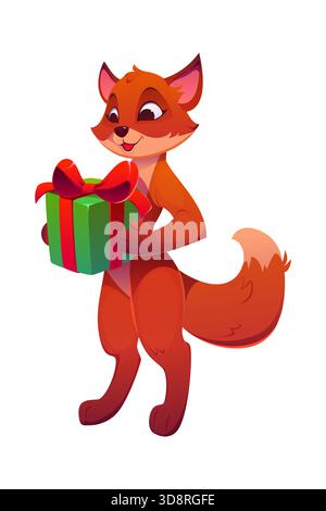 Volpe di Natale, animaletto divertente personaggio Illustrazione Vettoriale