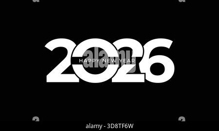 2026 Typography Design per la celebrazione dello sfondo del nuovo anno. illustrazione delle scorte Illustrazione Vettoriale