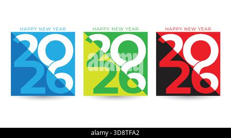 Set di progettazione numero anno nuovo 2026. Design modello felice anno nuovo 2026. illustrazione delle scorte Illustrazione Vettoriale