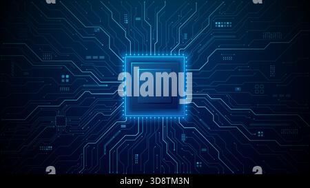 Background tecnologico astratto con progettazione di circuiti alimentati dall'IA Illustrazione Vettoriale
